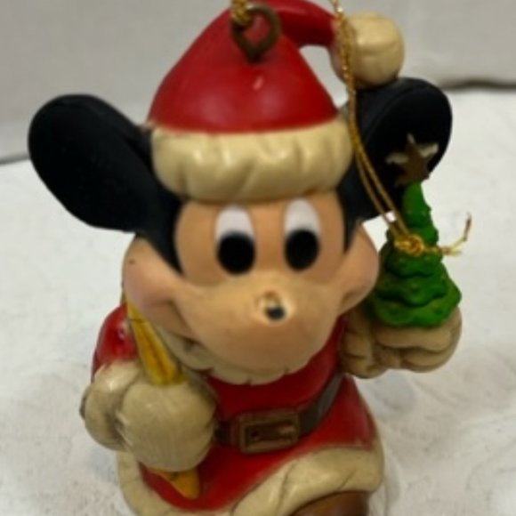 VTG Disney Santa Mickey Mouse w/Toy Sack & Tree Christmas Ornament 2.5" - Picture 9 of 9